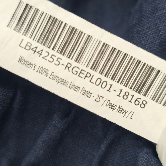 Quince Linen Pants Womens Large Navy Cropped Pull On Coastal Minimal European - Picture 8 of 8